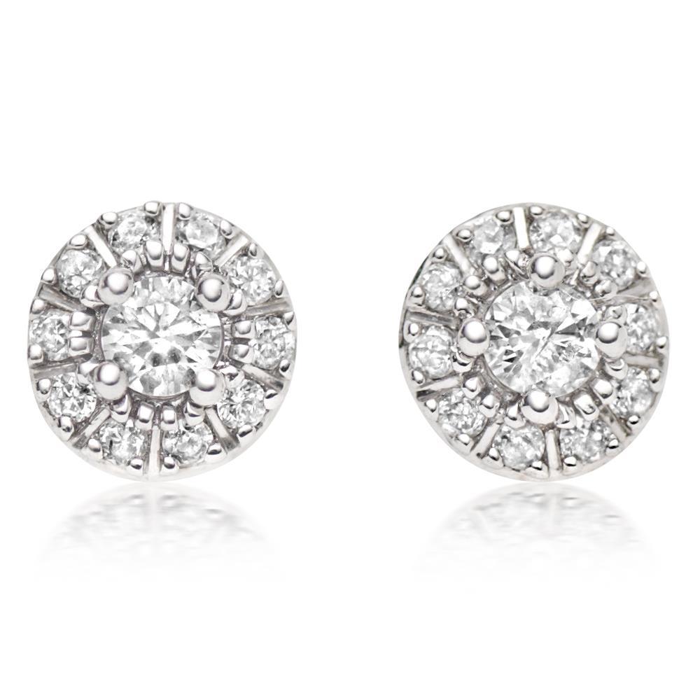 Orecchini A Lobo Con Vero Diamante Rotondo Taglio Brillante, 1,70 Ct. Oro Bianco 14K