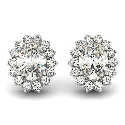 Orecchini A Lobo Da Donna Con Genuino Diamanti A Taglio Ovale E Rotondo Da 4.30 Ct