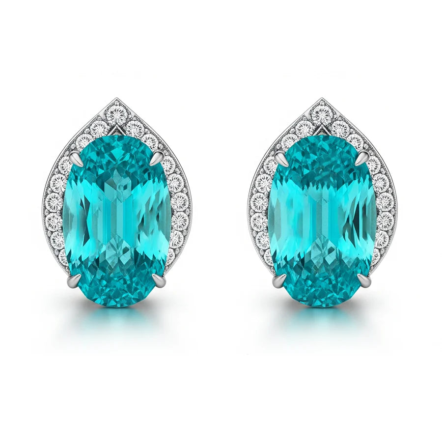 Orecchini Paraiba scintillanti in oro bianco 2,70 ct