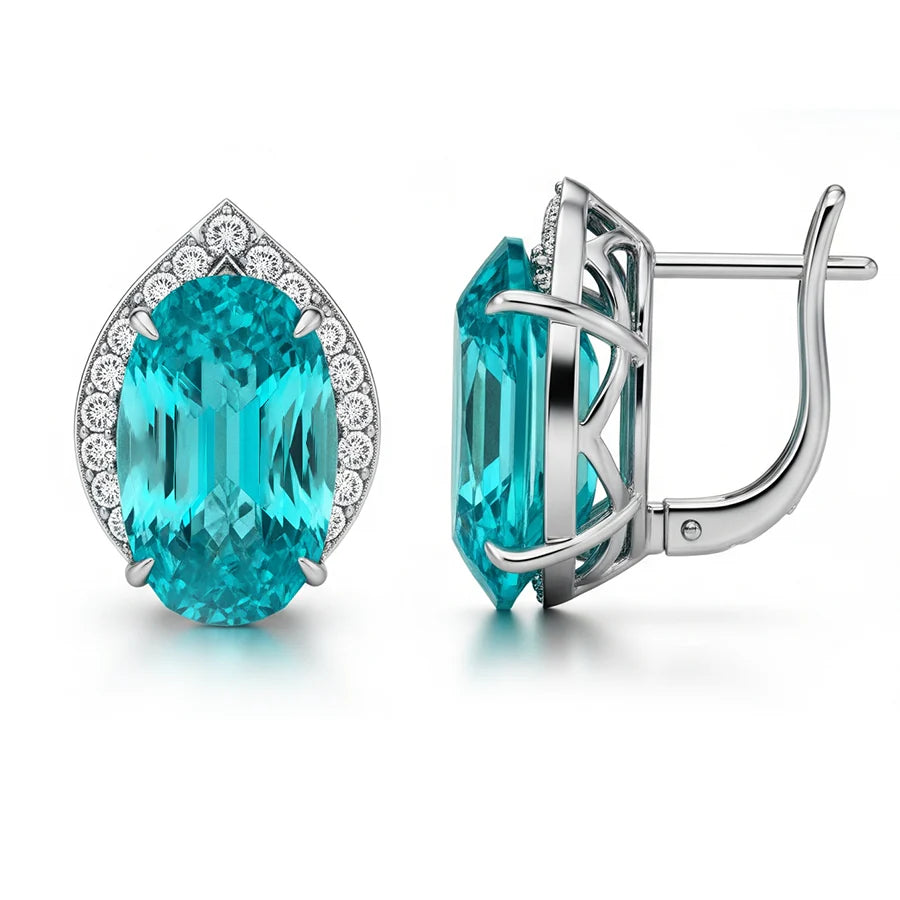 Orecchini Paraiba scintillanti in oro bianco 2,70 ct