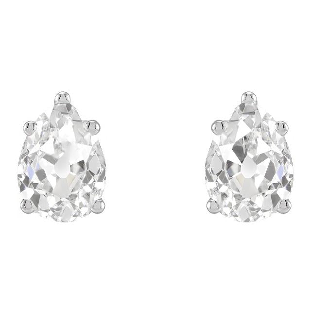 Orecchini Solitario Pera Vecchio Minatore Genuino Diamante Gold Studs 6 Carati
