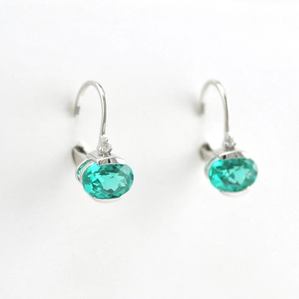 Orecchini ovali Paraiba con chiusura a leva