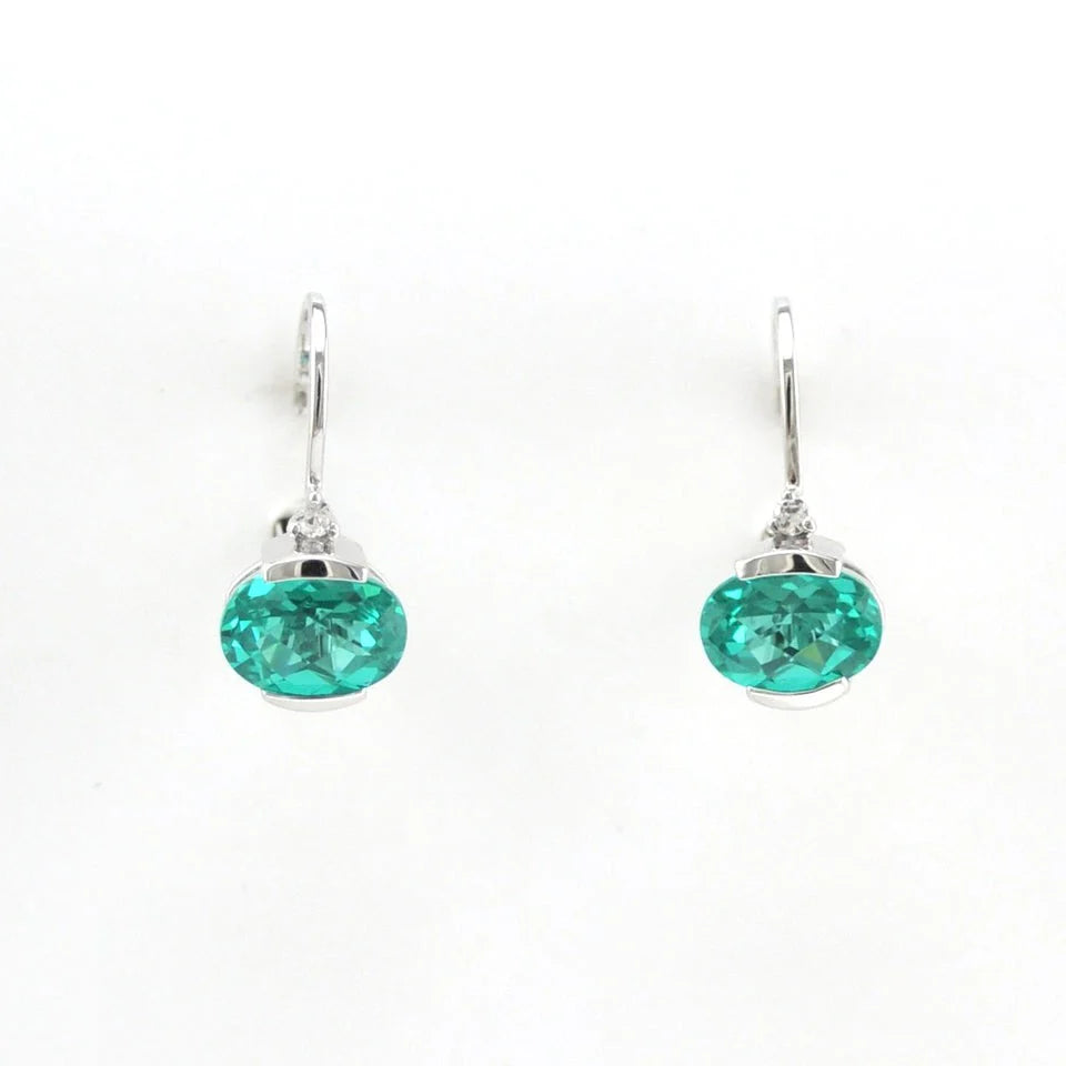Orecchini ovali Paraiba con chiusura a leva