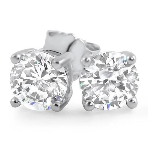 Orecchino A Bottone Con Naturale Diamante Da 4.50 Carati In Oro Bianco 14K