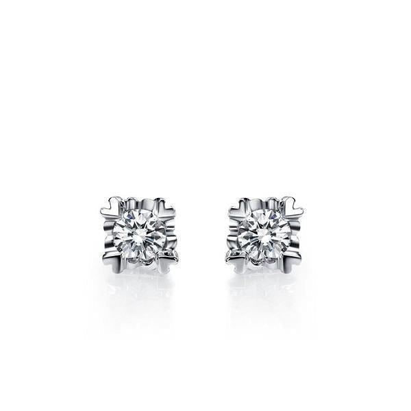 Orecchino A Bottone In Oro Bianco 14K Con Genuino Diamanti Taglio Brillante Scintillante Da 2.50 Ct