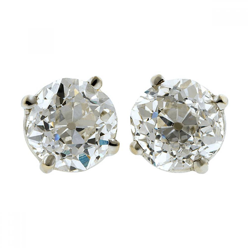 Orecchino Da Donna A Bottone 3 Carati Old Miner Genuino Diamond In Oro Bianco 14K