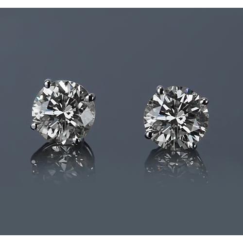 Orecchino a bottone in oro bianco 14 carati con diamante rotondo da 1.50 carati - harrychadent.it