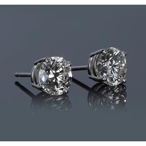 Orecchino a bottone in oro bianco 14 carati con diamante rotondo da 1.50 carati - harrychadent.it
