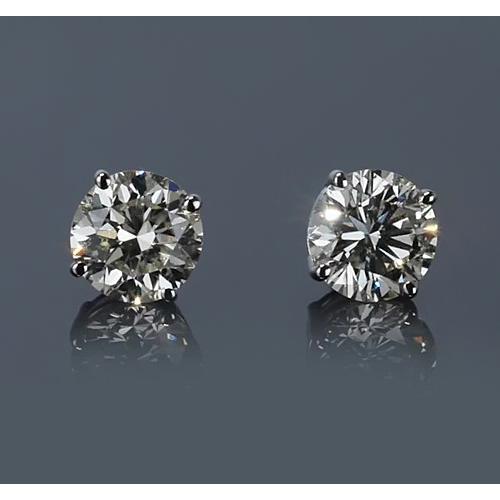 Orecchino a bottone in oro bianco 14 carati con diamante rotondo da 1.50 carati - harrychadent.it