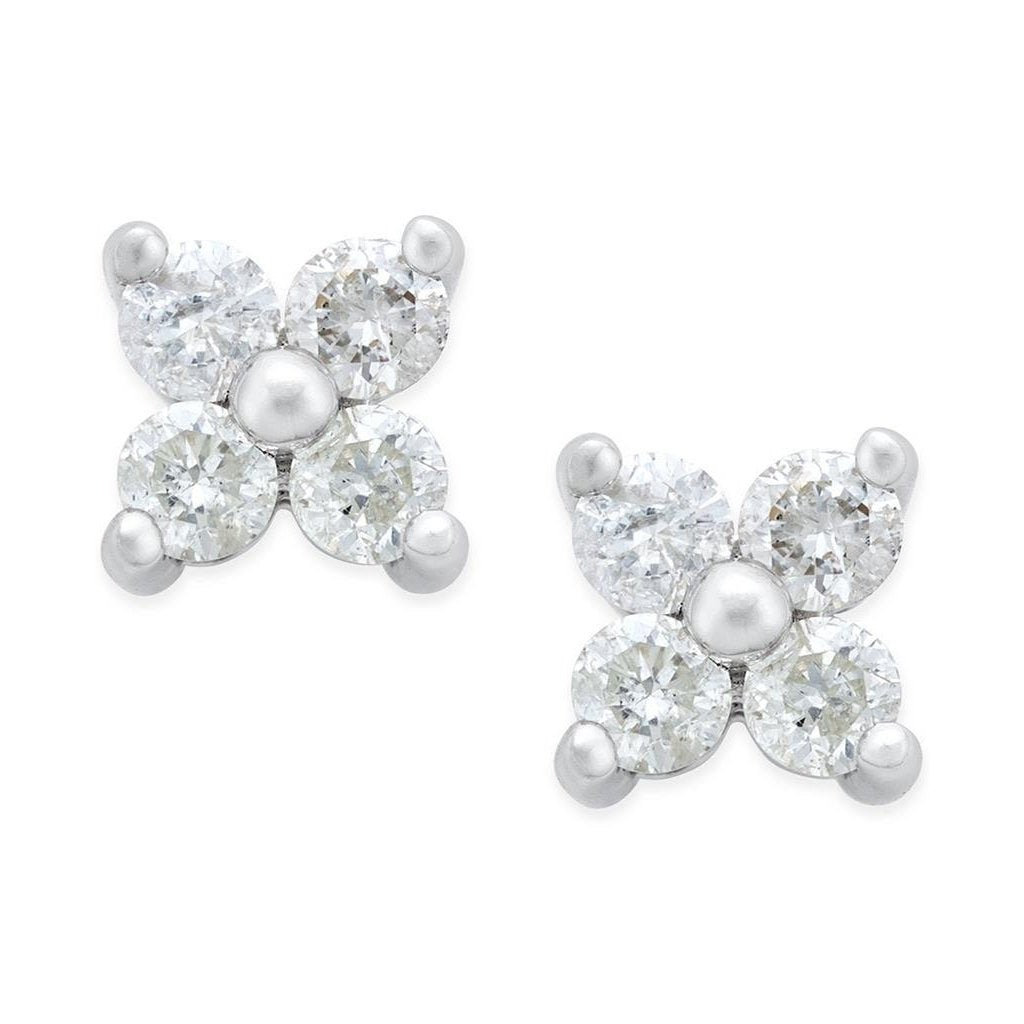 Orecchino A Borchie Stile Fiore Con Naturale Diamanti A Taglio Rotondo Da 2,80 Ct