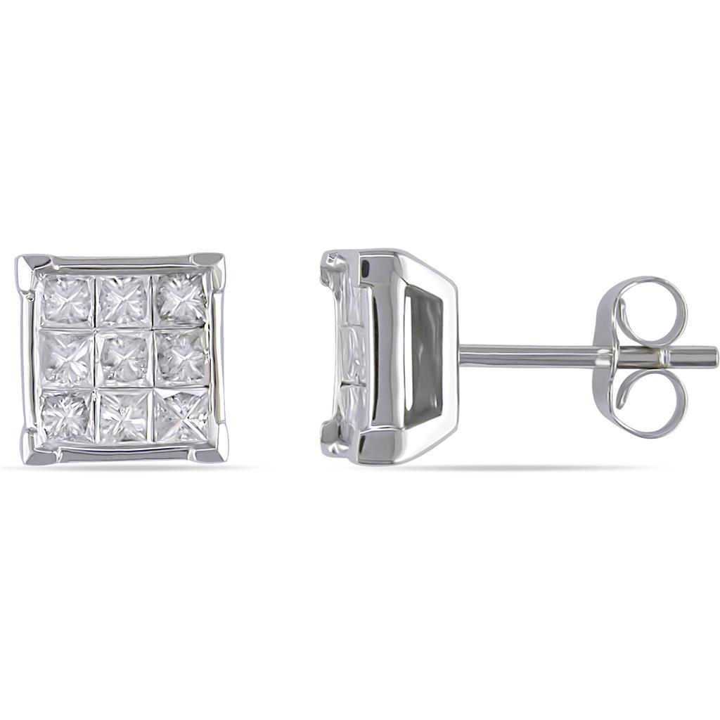 Orecchino A Bottone Con Naturale Diamante Taglio Princess Da 2,70 Ct