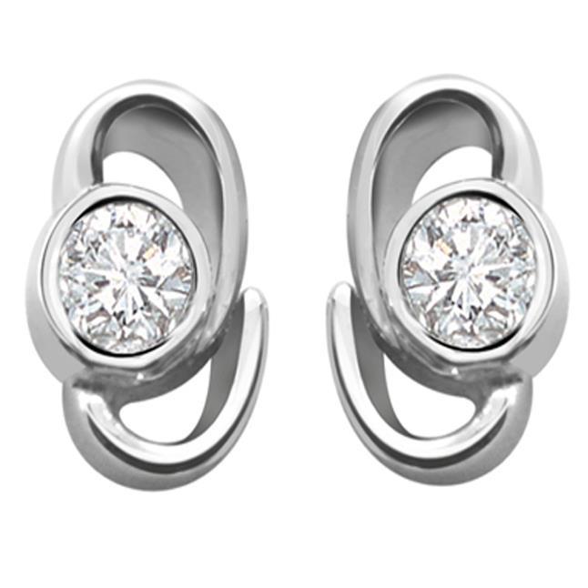Orecchino A Bottone Con Naturale Diamanti Tondi Da 1,3 Ct 14K Oro Bianco