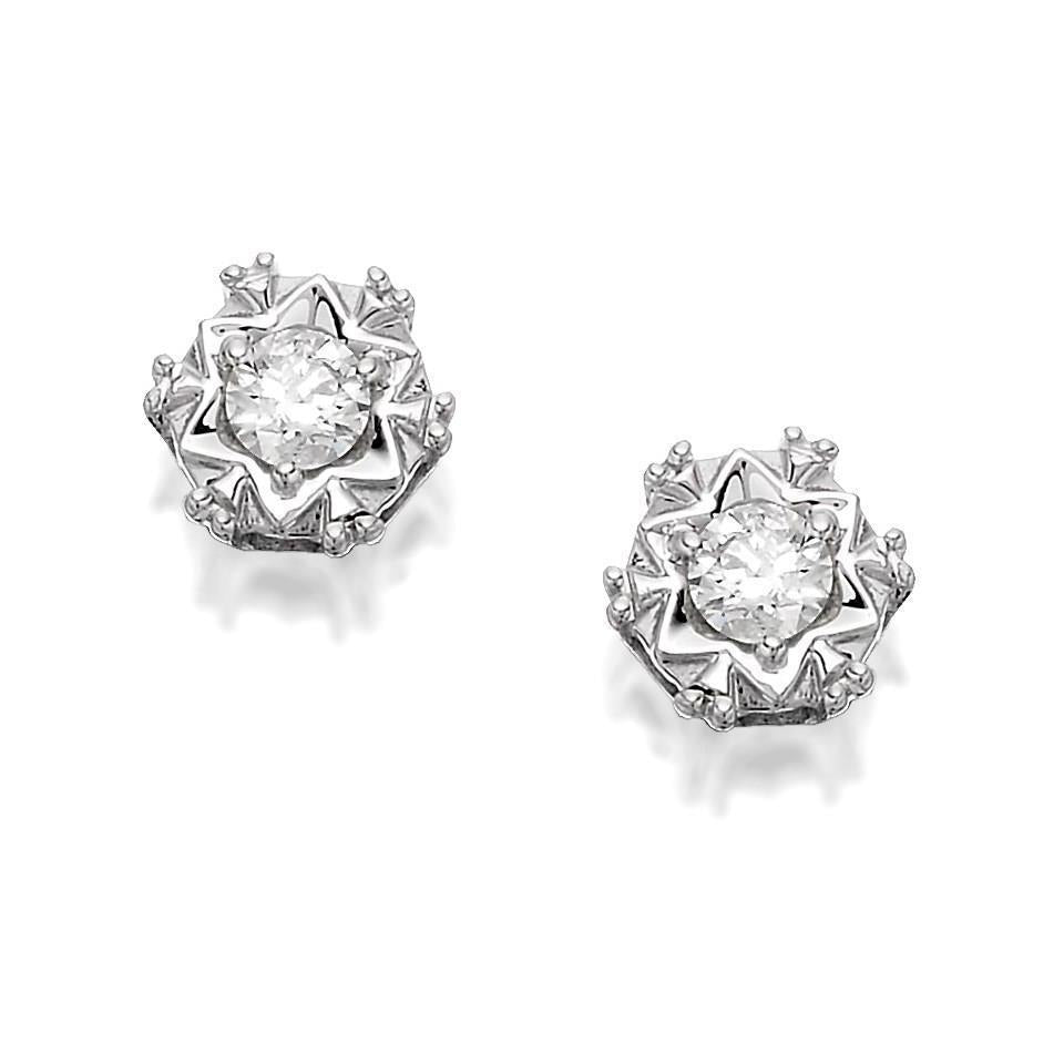 Orecchino A Bottone Con Vero Diamanti A Taglio Rotondo Scintillante Da 1,5 Ct