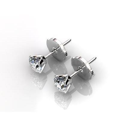 Orecchino A Bottone Da Donna Con Naturale Diamante Taglio Rotondo 1,5 Ct 14K Oro Bianco