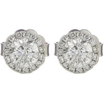 Orecchino A Bottone In Oro Bianco 14K Con Naturale Diamante Taglio Rotondo Da 2,1 Ct