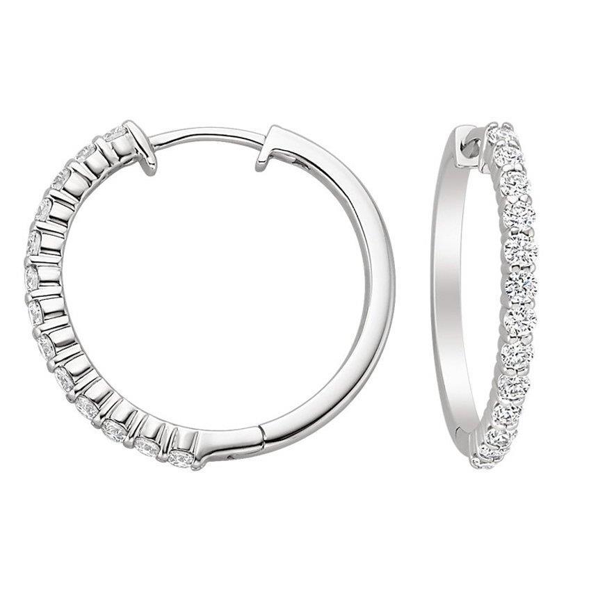 Orecchino A Cerchio Da Donna Con Genuino Diamanti Rotondi Scintillanti Da 1,8 Ct