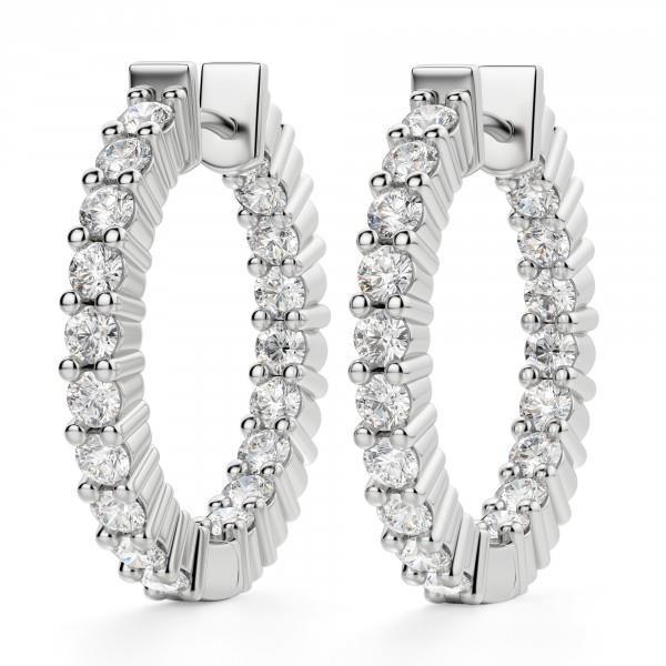 Orecchino A Cerchio Rotondo Con Genuino Diamante Da 1,8 Ct