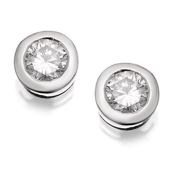 Orecchino A Lobo Con Naturale Diamante Taglio Rotondo 1 Carato Oro Bianco 14K
