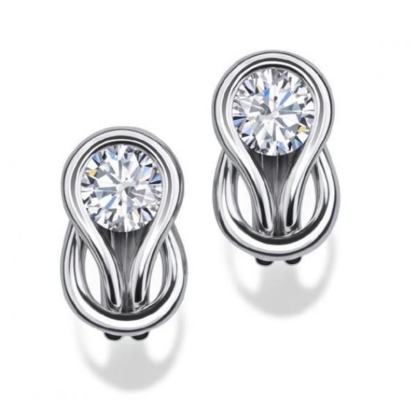 Orecchino A Lobo Con Vero Diamante Tondo Da 1,5 Ct. Gioielli Oro Bianco