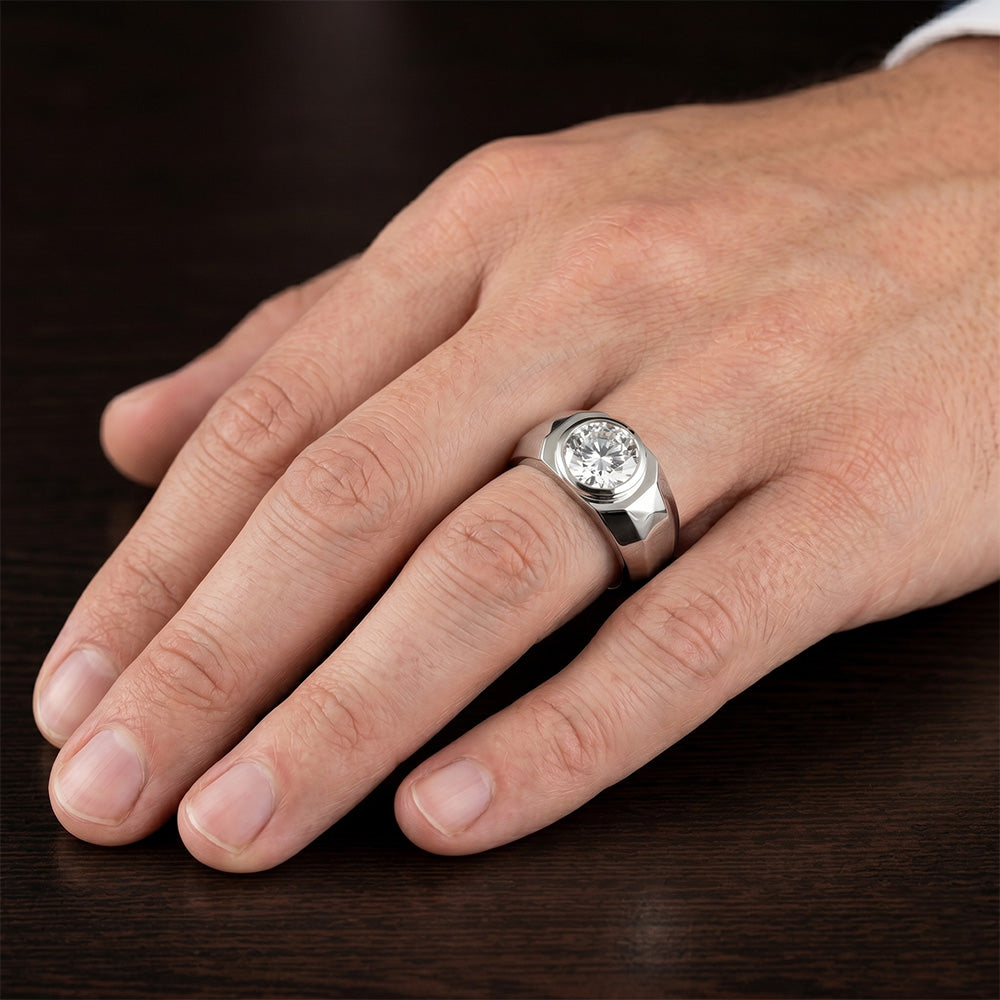 Oro Bianco 14K Diamante Anello da Uomo – 1,50-carati Taglio