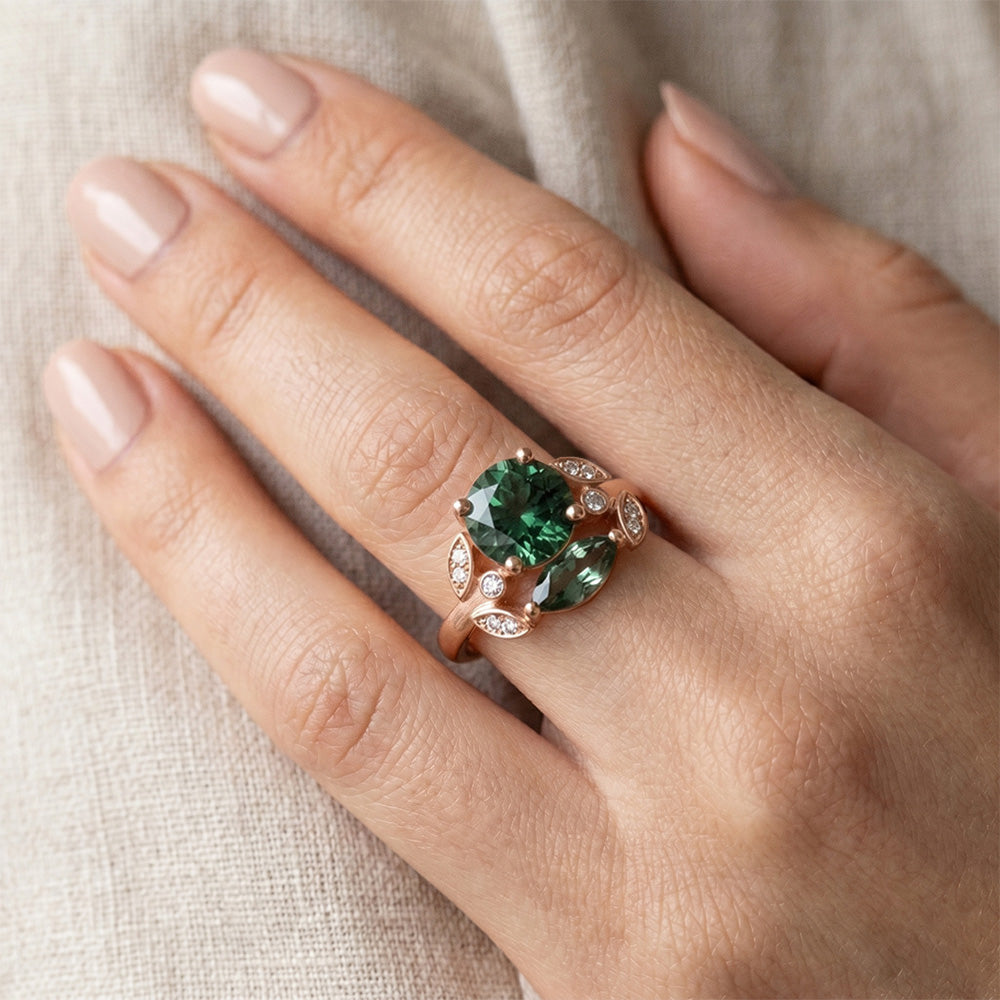 Oro Rosa 14K Purezza VVS Dendritic Agate Anello con Gemma 3,25