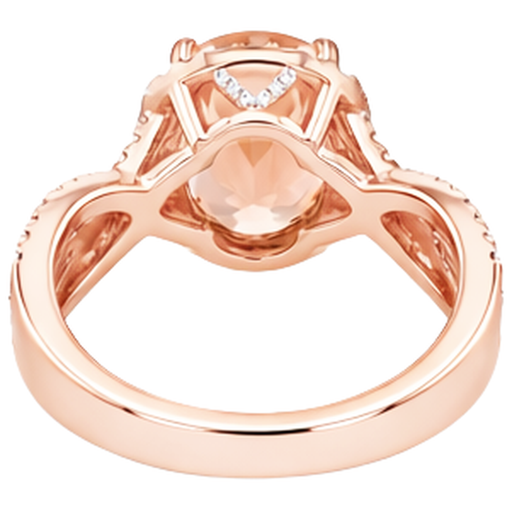 Oro rosa 14 carati 11.50 ct. Anello Morganite Con Diamanti Anniversario