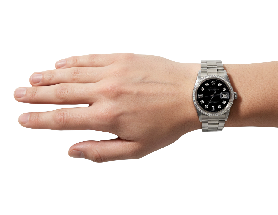 Orologio Rolex Datejust Orologio con quadrante in diamanti neri e bracciale in acciaio inossidabile