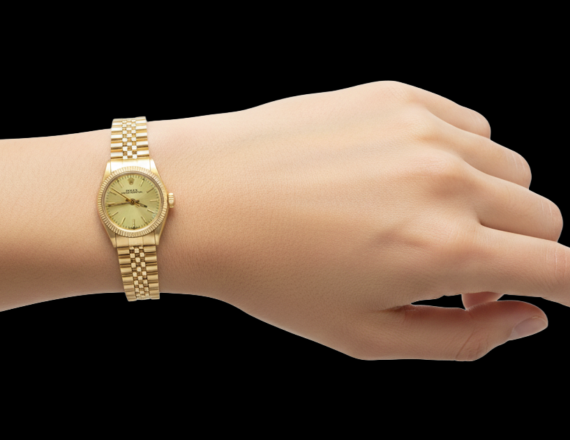 Orologio Rolex in oro giallo con quadrante champagne da 24 mm