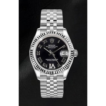 Orologio da donna Rolex Date-Just viola scuro con quadrante romano in acciaio inossidabile da 31 mm