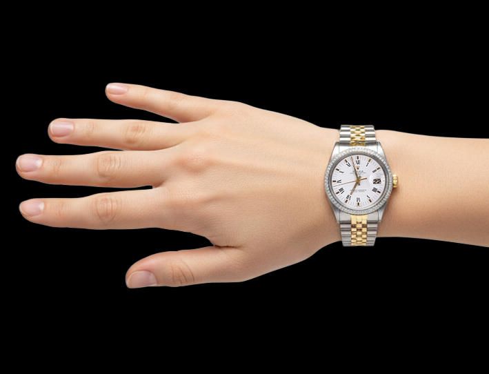 Orologio da uomo Rolex Date quadrante romano lunetta con diamanti bicolore giubileo