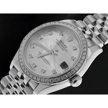 Orologio da uomo Rolex Datejust da 31 mm in acciaio inossidabile con quadrante in madreperla e diamanti