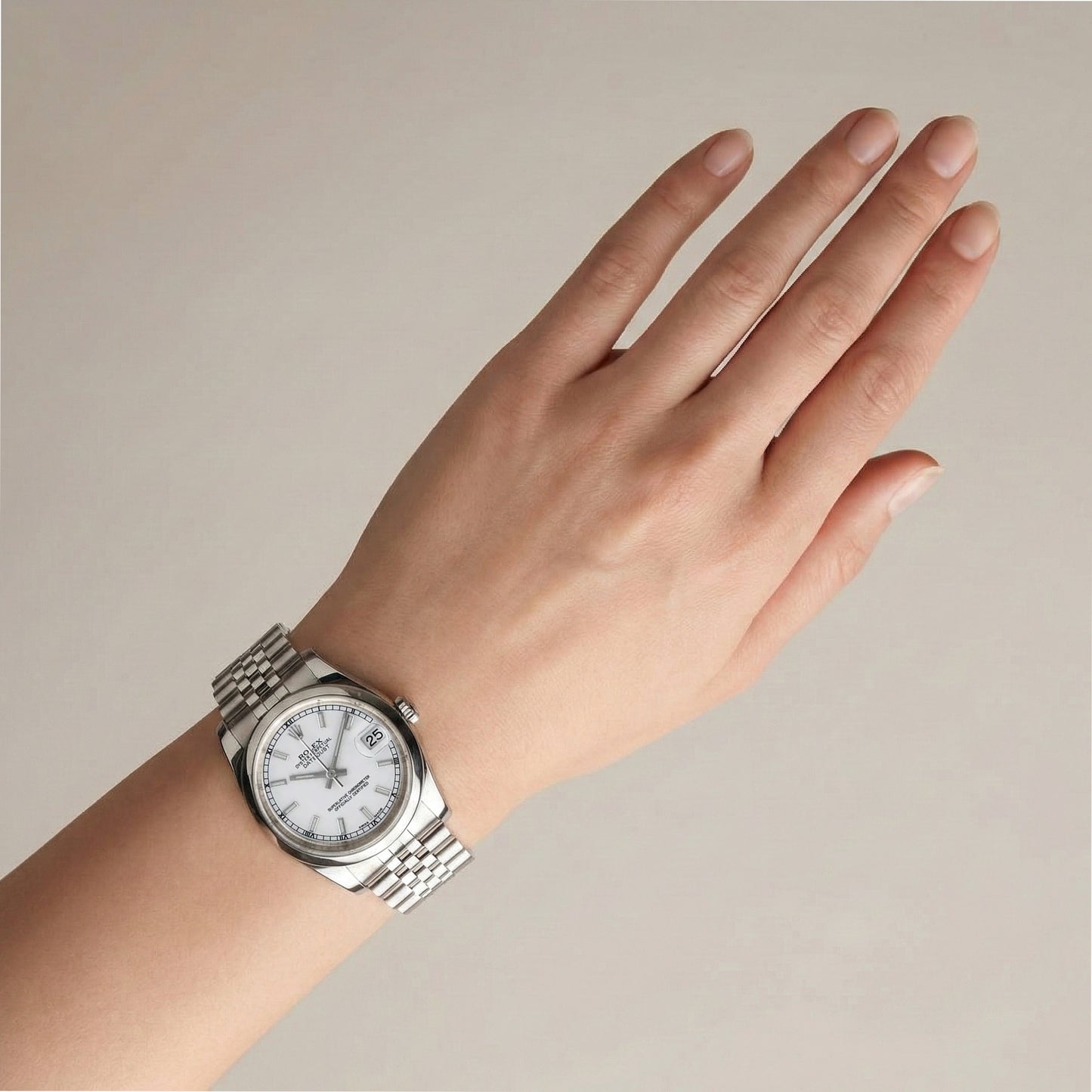 Orologio da uomo da uomo Rolex Datejust Chiusura nascosta quadrante argento cinturino giubilare nascosto