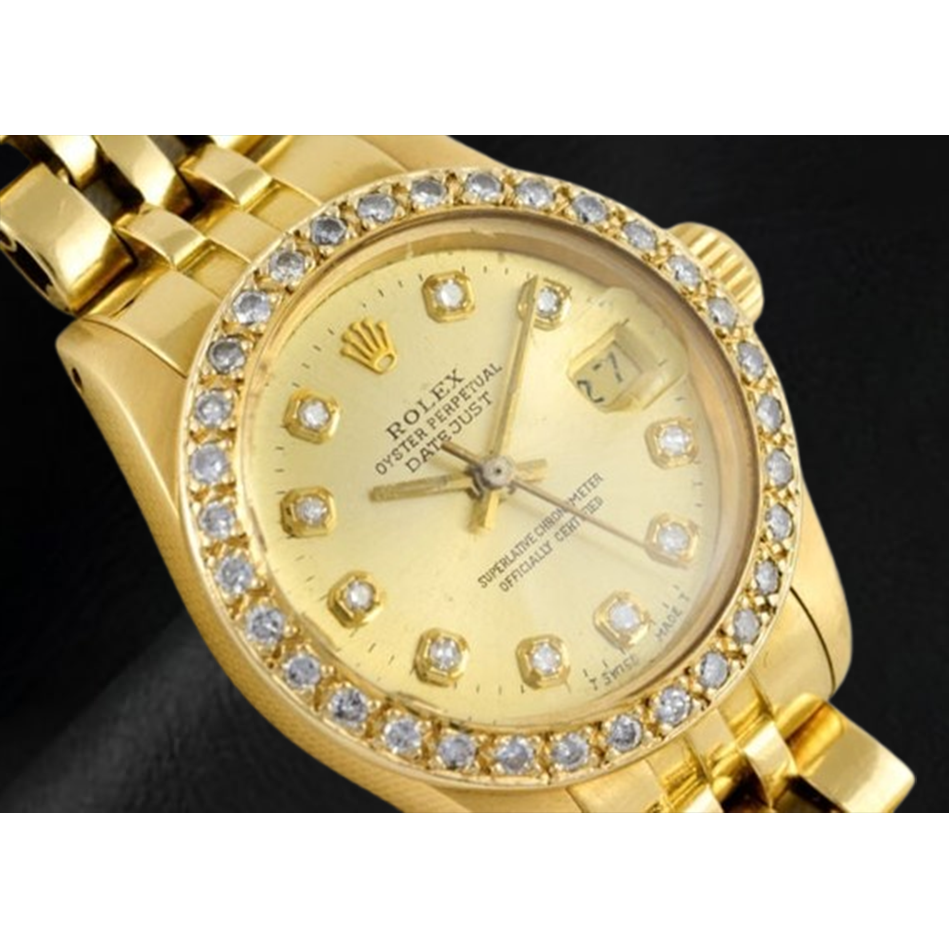 Orologio Rolex Datejust 26 mm Champagne Diamond Dial President Oro Giallo