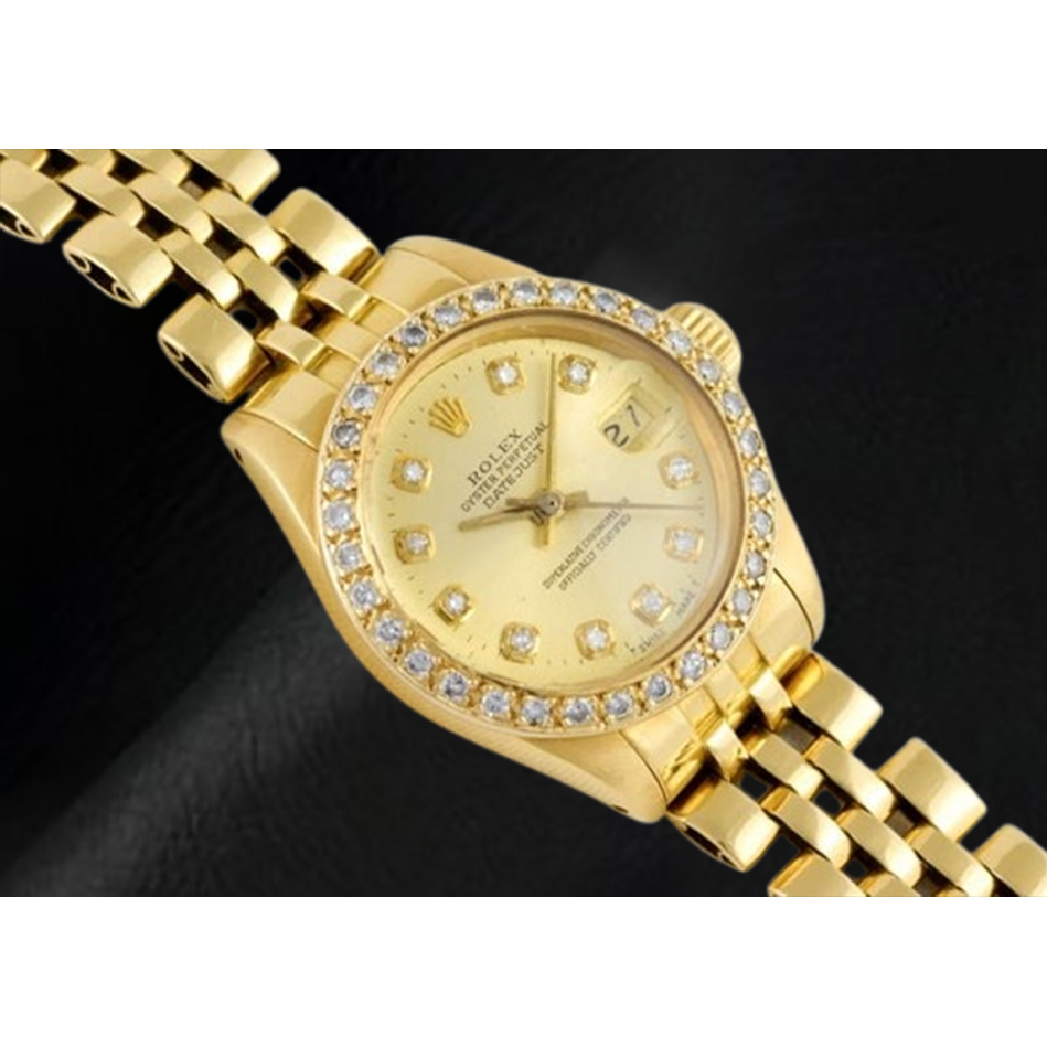 Orologio Rolex Datejust 26 mm Champagne Diamond Dial President Oro Giallo