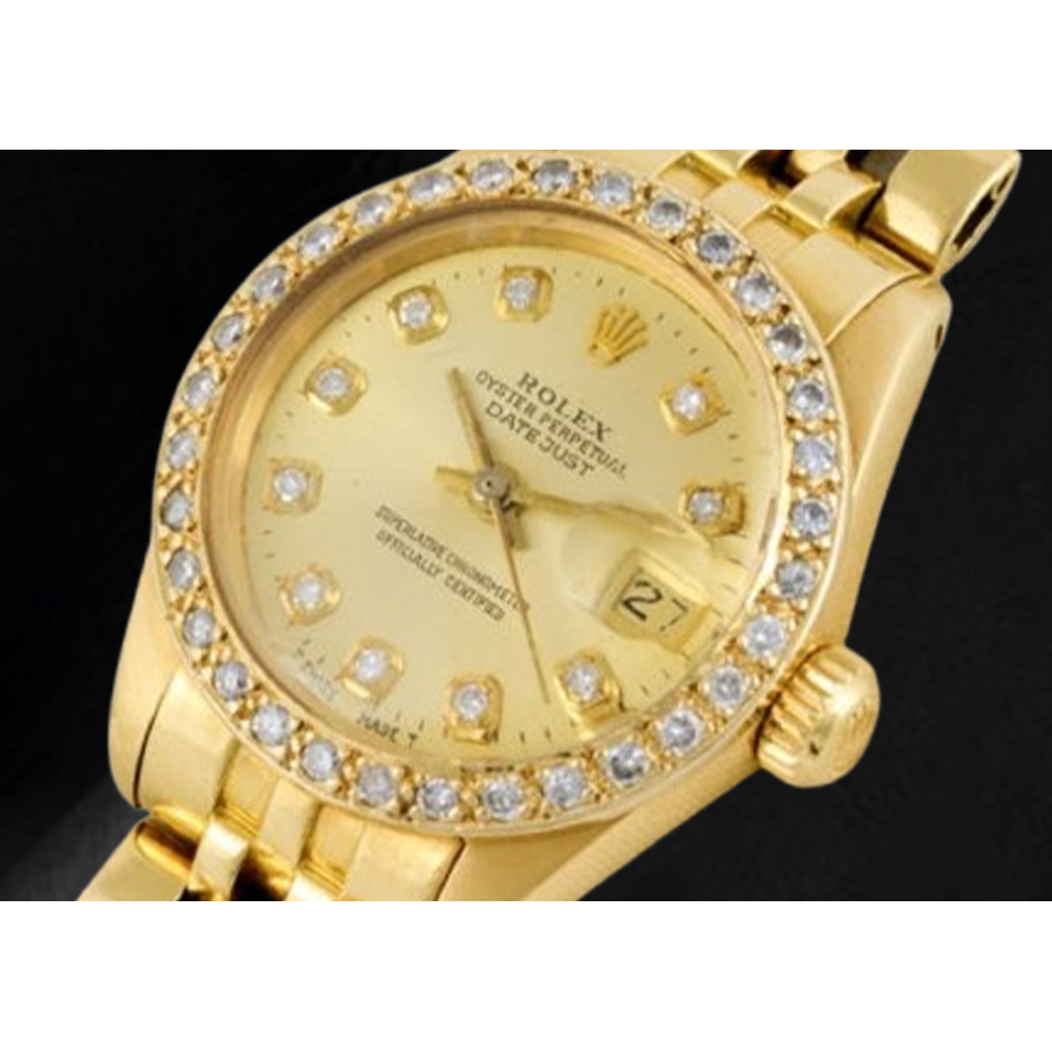 Orologio Rolex Datejust 26 mm Champagne Diamond Dial President Oro Giallo
