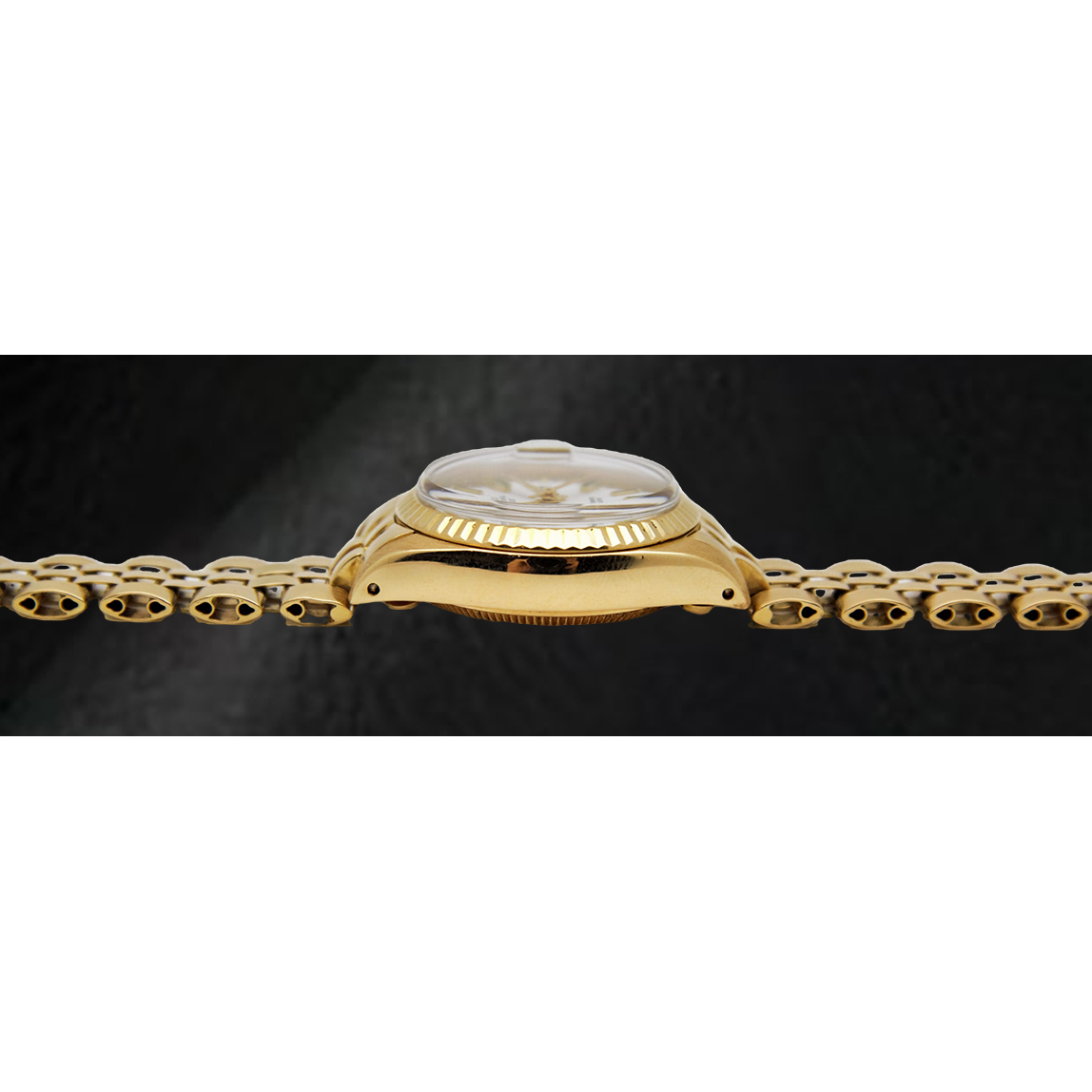 Orologio Rolex Lady-Datejust quadrante bianco stile President bracciale oro giallo