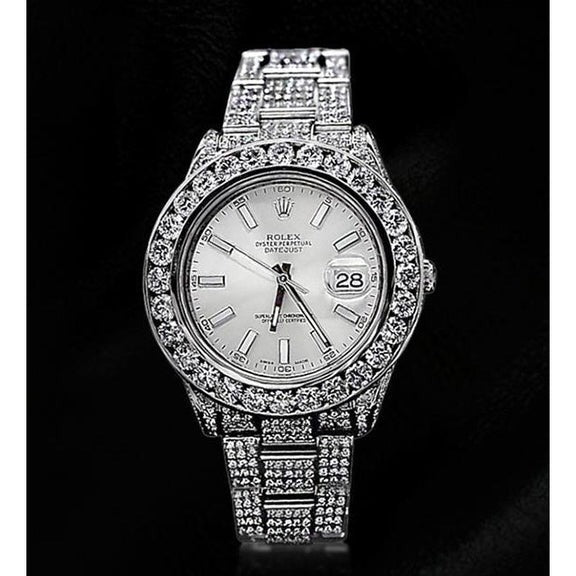 Orologio Rolex con diamanti personalizzati da 32 carati, quadrante argentato