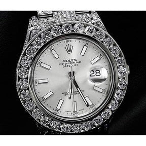 Orologio Rolex con diamanti personalizzati da 32 carati, quadrante argentato