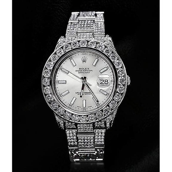 Orologio Rolex con diamanti personalizzati da 32 carati, quadrante argentato