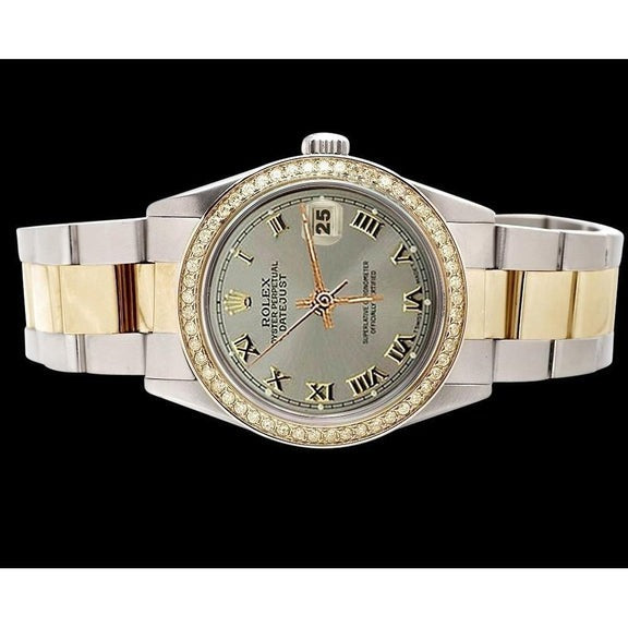 Orologio Datejust con quadrante romano grigio Rolex