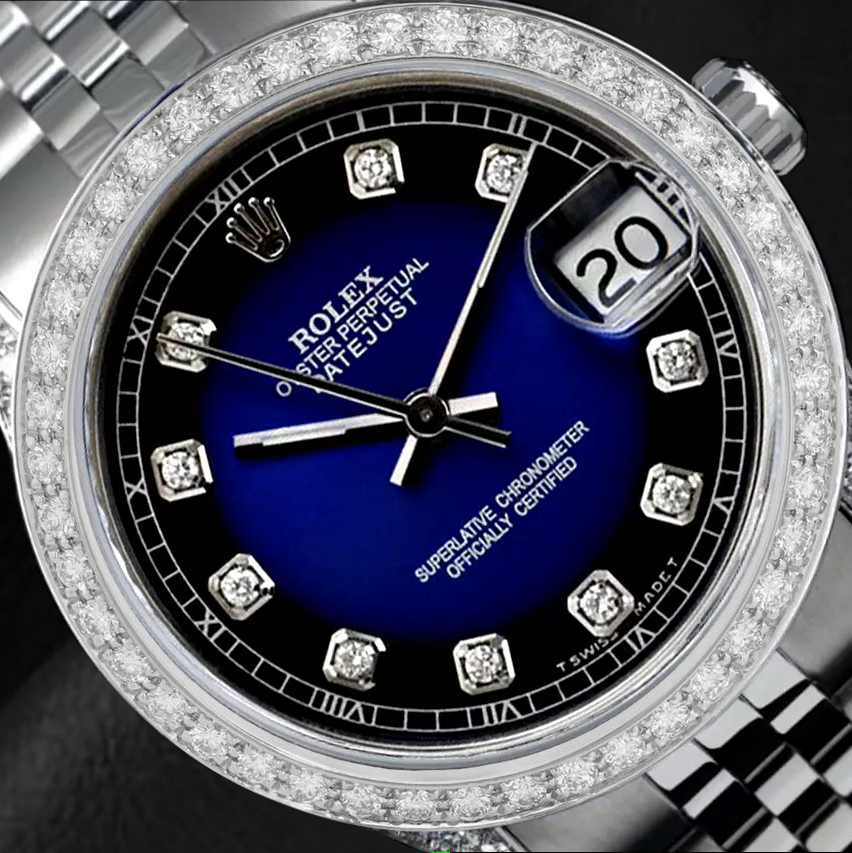 Orologio Datejust personalizzato quadrante blu con diamanti lunetta Rolex giubileo bracciale in acciaio inossidabile IMPOSTAZIONE RAPIDA