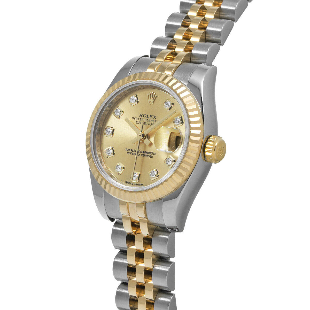 Orologio Rolex 179173 Datejust 26 mm quadrante champagne con diamanti anno 2014 bicolore