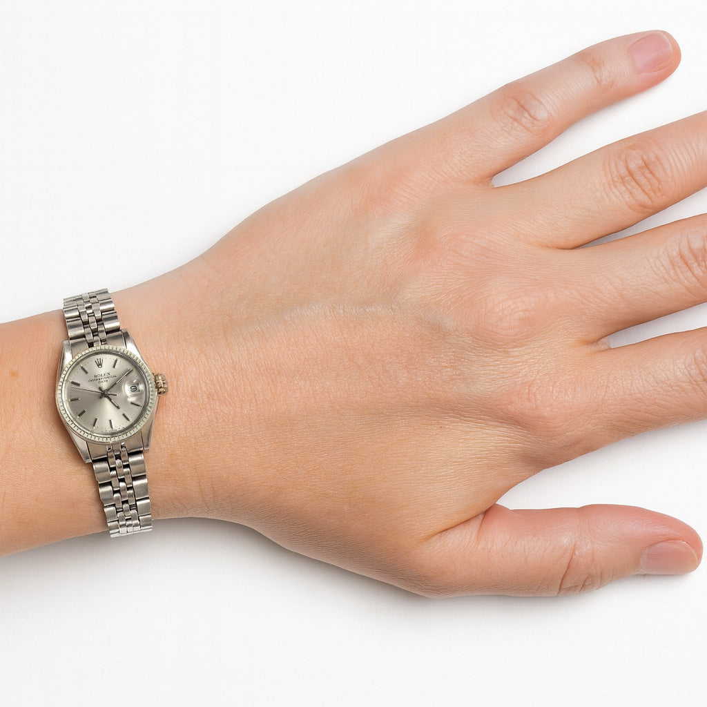 Orologio Rolex 26 mm quadrante argento in acciaio inossidabile con data P1