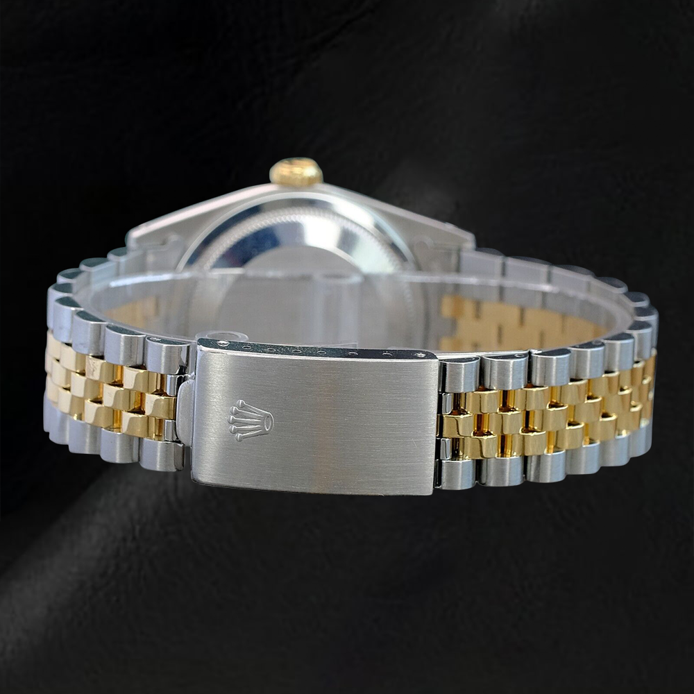 Orologio Rolex Datejust 36 mm con quadrante verde e diamanti bicolore