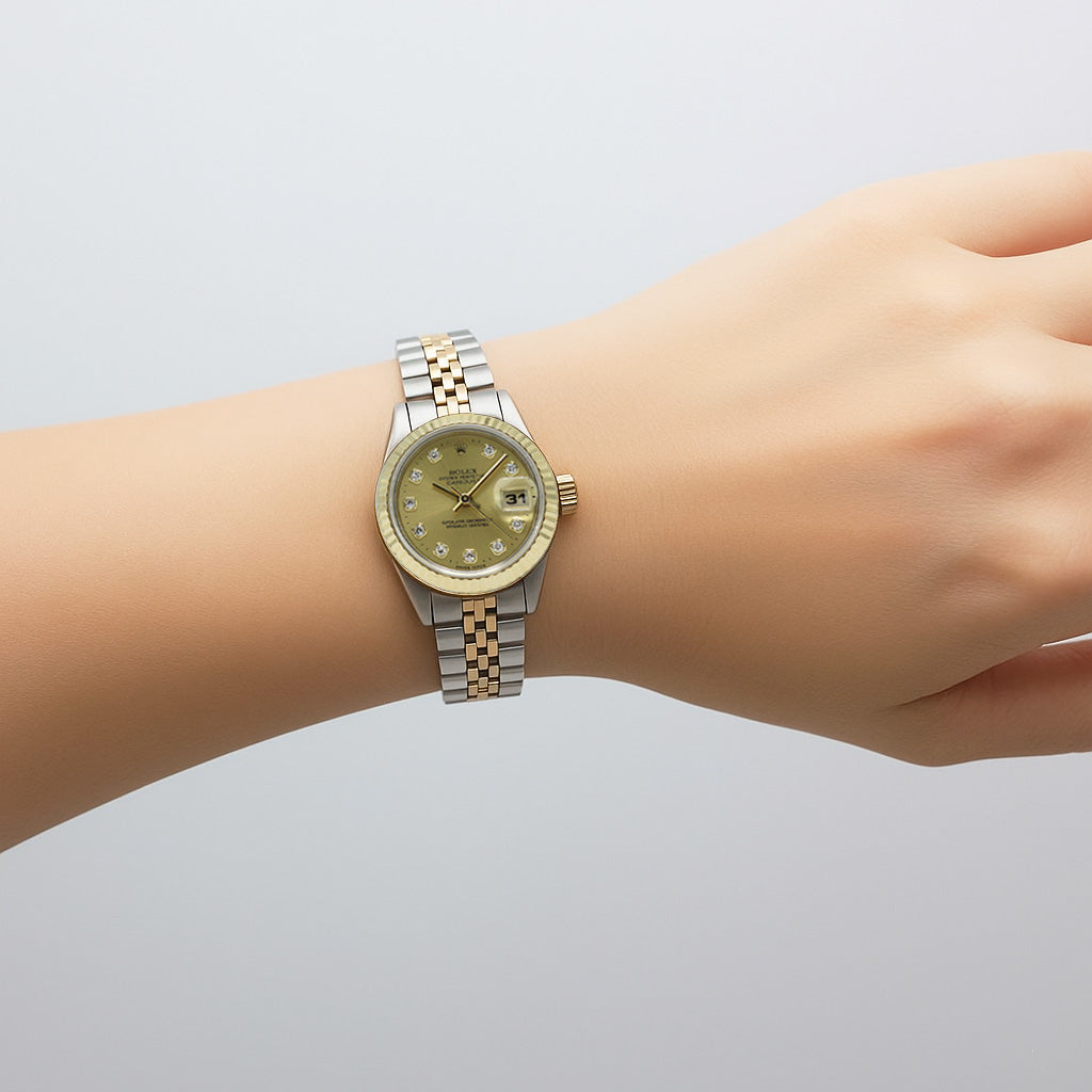 Orologio Rolex Datejust Champagne Diamond Dial 26 mm Anno 2001 Bicolore