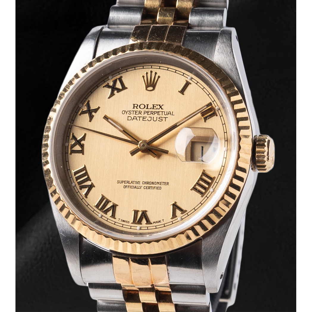Orologio Rolex Datejust Champagne Roman Dial 36 mm bicolore