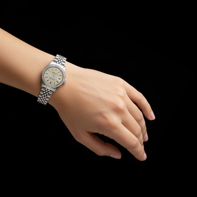 Orologio Rolex Datejust Quadrante Bianco con Diamanti Lunetta Acciaio inossidabile Giubileo P2