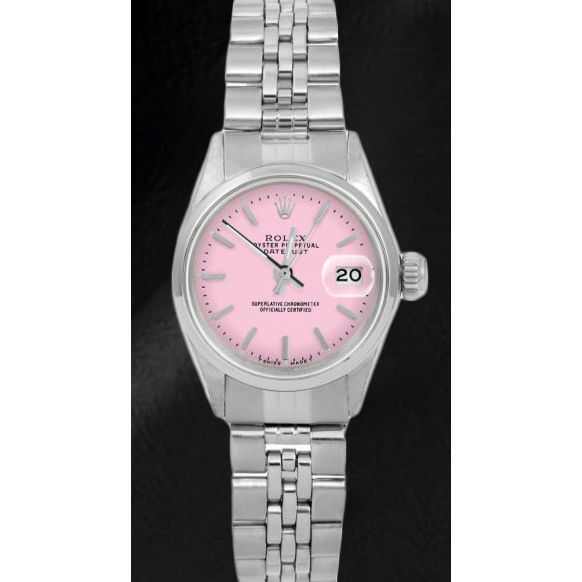 Orologio Rolex Datejust da donna, 26 mm, quadrante rosa a bastoncino, in acciaio inossidabile
