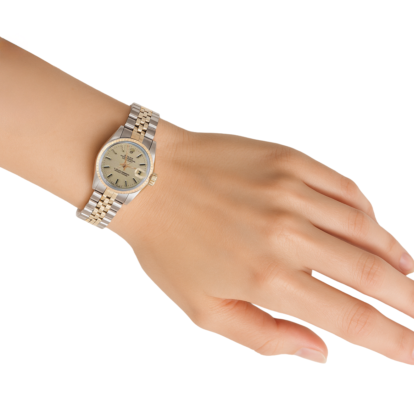 Orologio Rolex Datejust da donna con quadrante bicolore e bracciale giubileo