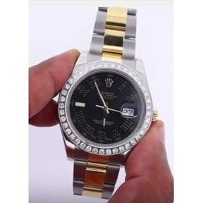 Orologio Rolex Datejust di medie dimensioni con lunetta di diamanti personalizzata